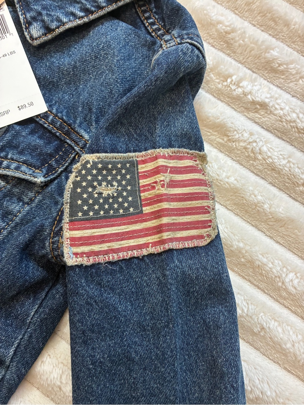 NWT Polo Ralph Lauren Denim Trucker Jacket Boys Size 6 Flag $89.50 - Picture 3 of 5